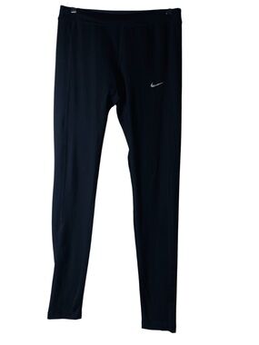 Nike Dri Fit Womens Power Leggings Running Leggings Ankle Zipper Black Sz Med